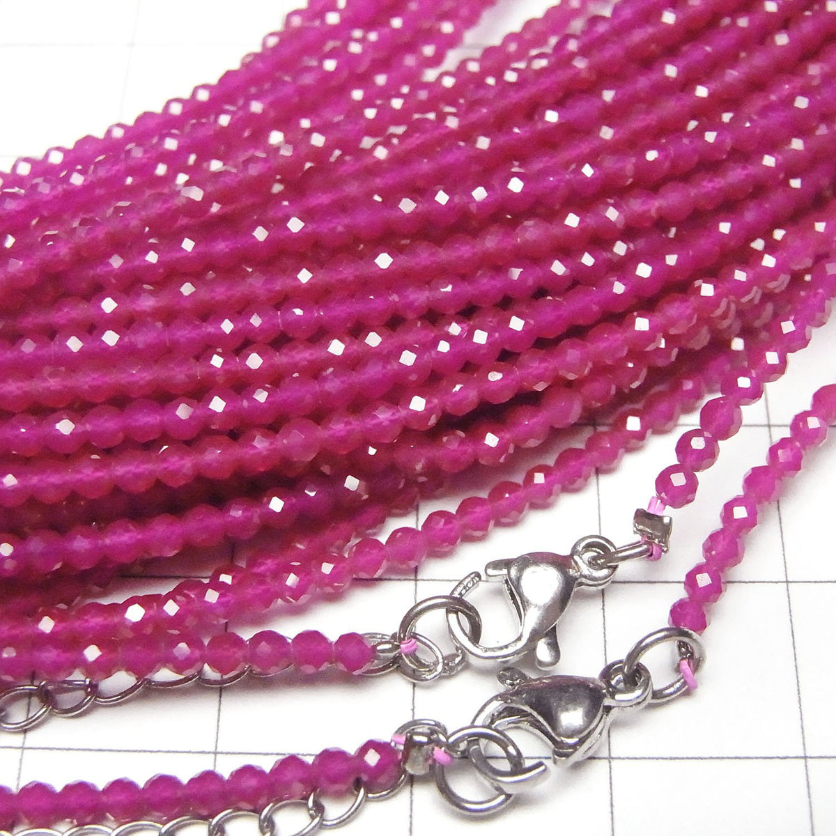 High Quality! Synthetic Ruby AAA Faceted Round 2mm Necklace
