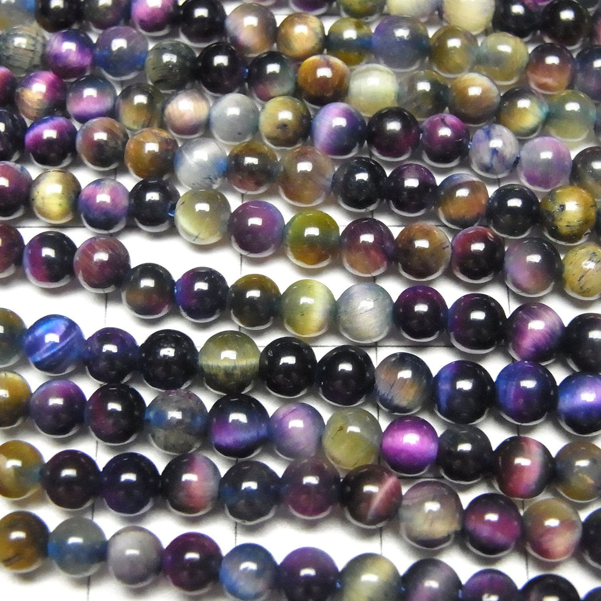 Mix Tiger's Eye AAA- Round 4mm 1strand beads (aprx.15inch / 36cm)