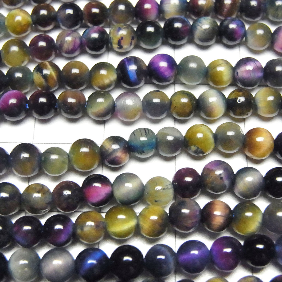 Mix Tiger's Eye AAA- Round 4mm 1strand beads (aprx.15inch / 36cm)