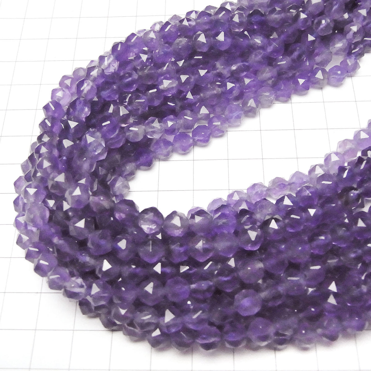 Haute qualité ! Améthyste AA+ facettée en étoile, ronde 6 mm, perles demi ou 1 fil (environ 36 cm)