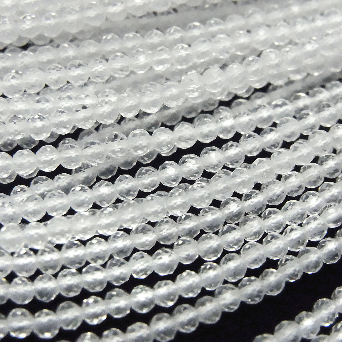High Quality! Crystal Quartz AAA Faceted Round 2mm Necklace
