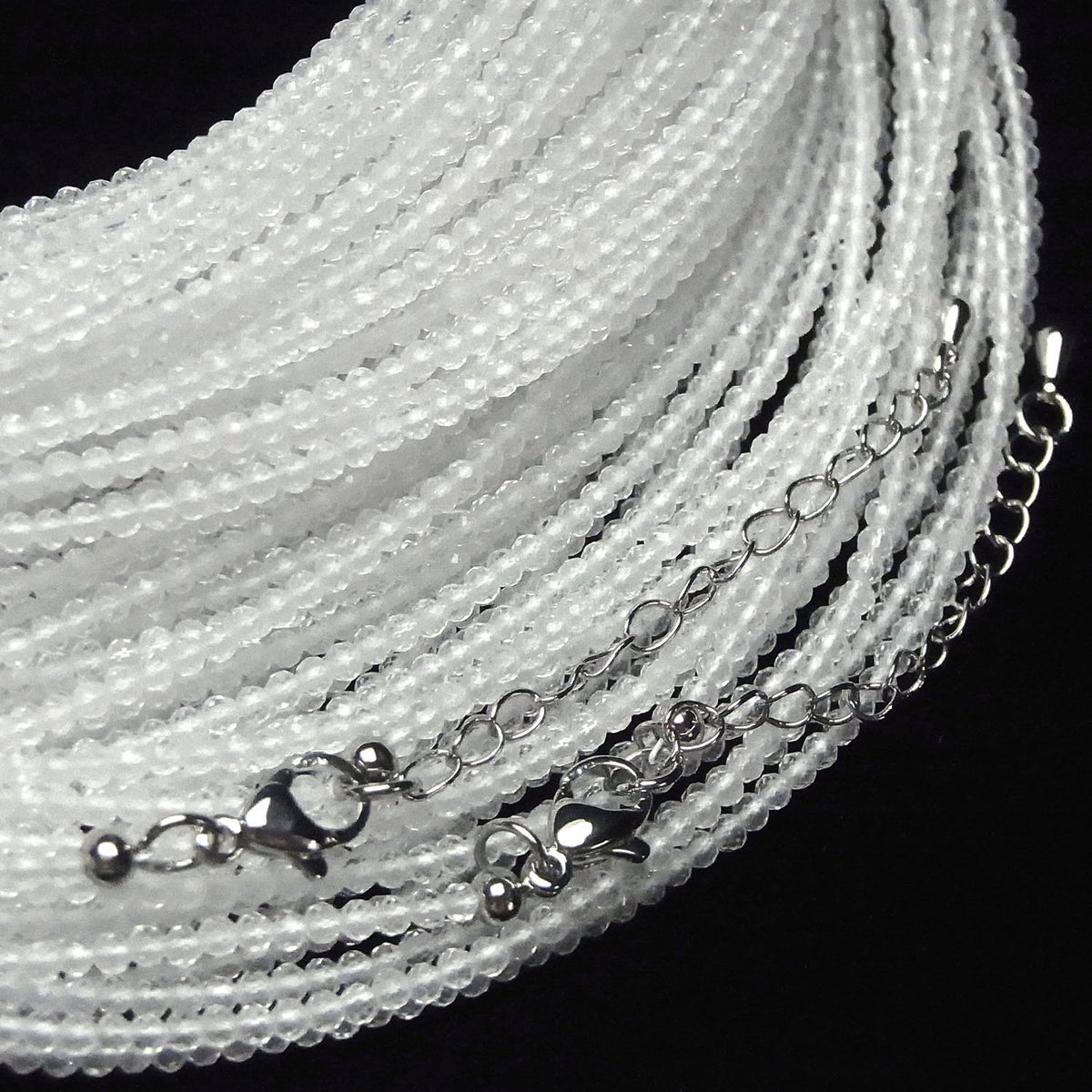 High Quality! Crystal Quartz AAA Faceted Round 2mm Necklace