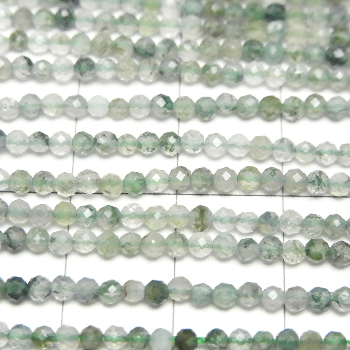 High Quality! Moss Agate AAA Faceted Round 2mm 1strand beads (aprx.15inch/37cm)