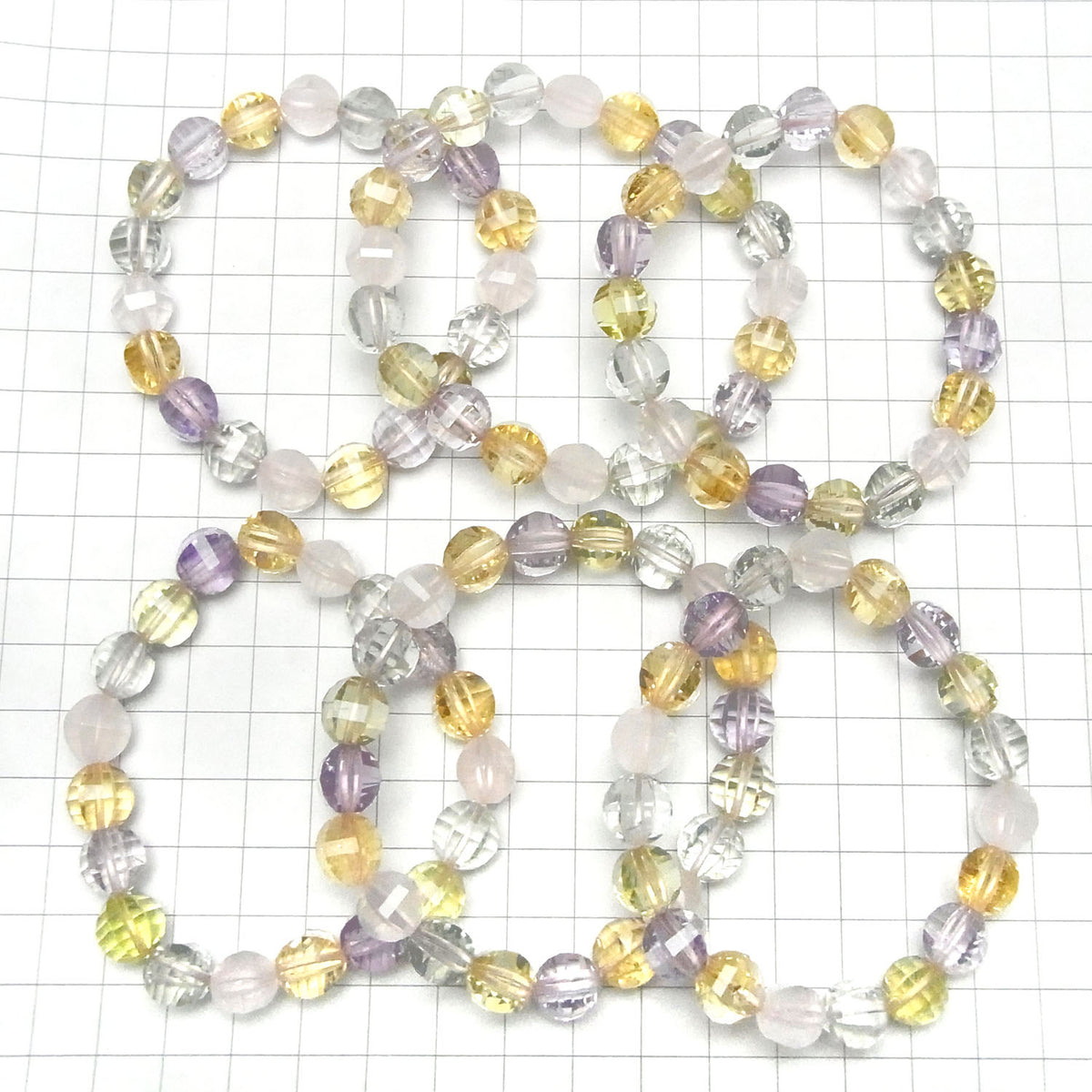 Perles de qualité supérieure en pierres mélangées AAA, facettées miroir, rondes 10 mm, 1 fil (Bracelet)