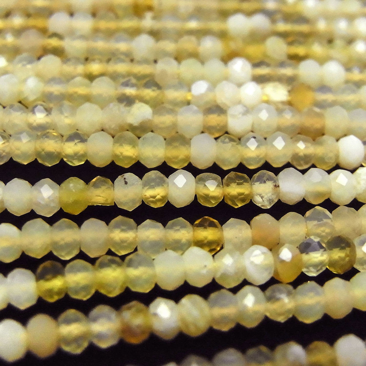 高品質!黃色蛋白石 AA++ 刻面鈕扣圓珠 3.5x3.5x2mm 1串珠子 (約15英寸/38公分)