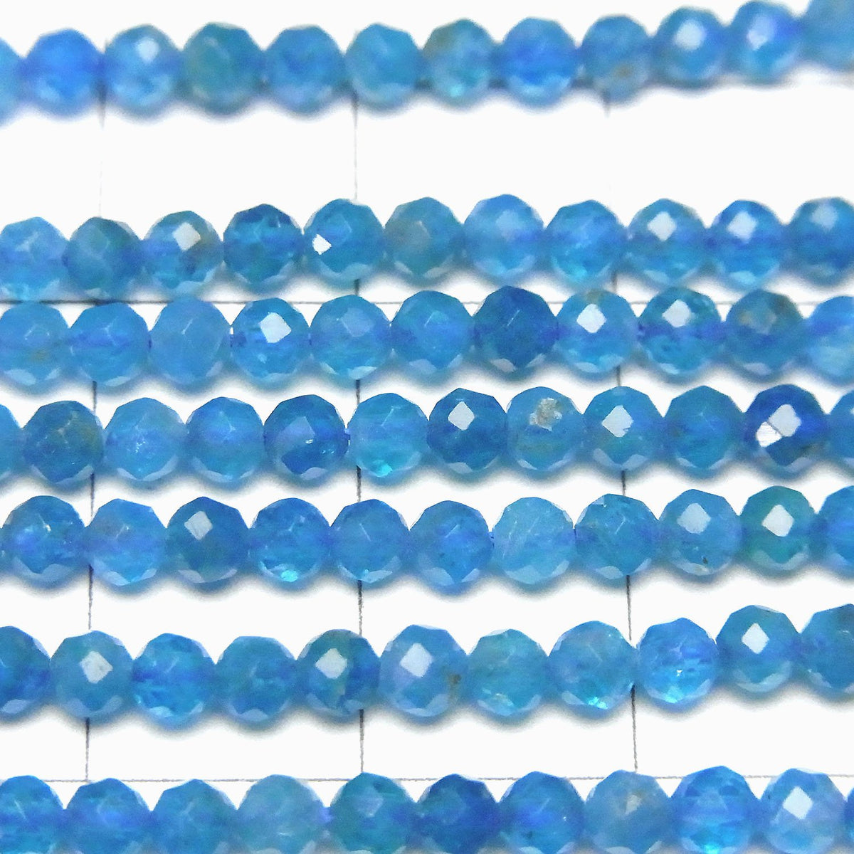 High Quality! Neon Blue Apatite AAA- Faceted Round 3mm 1strand beads (approx. 15 inches/37 cm)