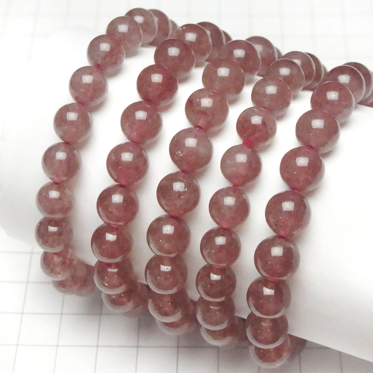 Bracelet en Épidote Rose AA+ Rond 9 mm