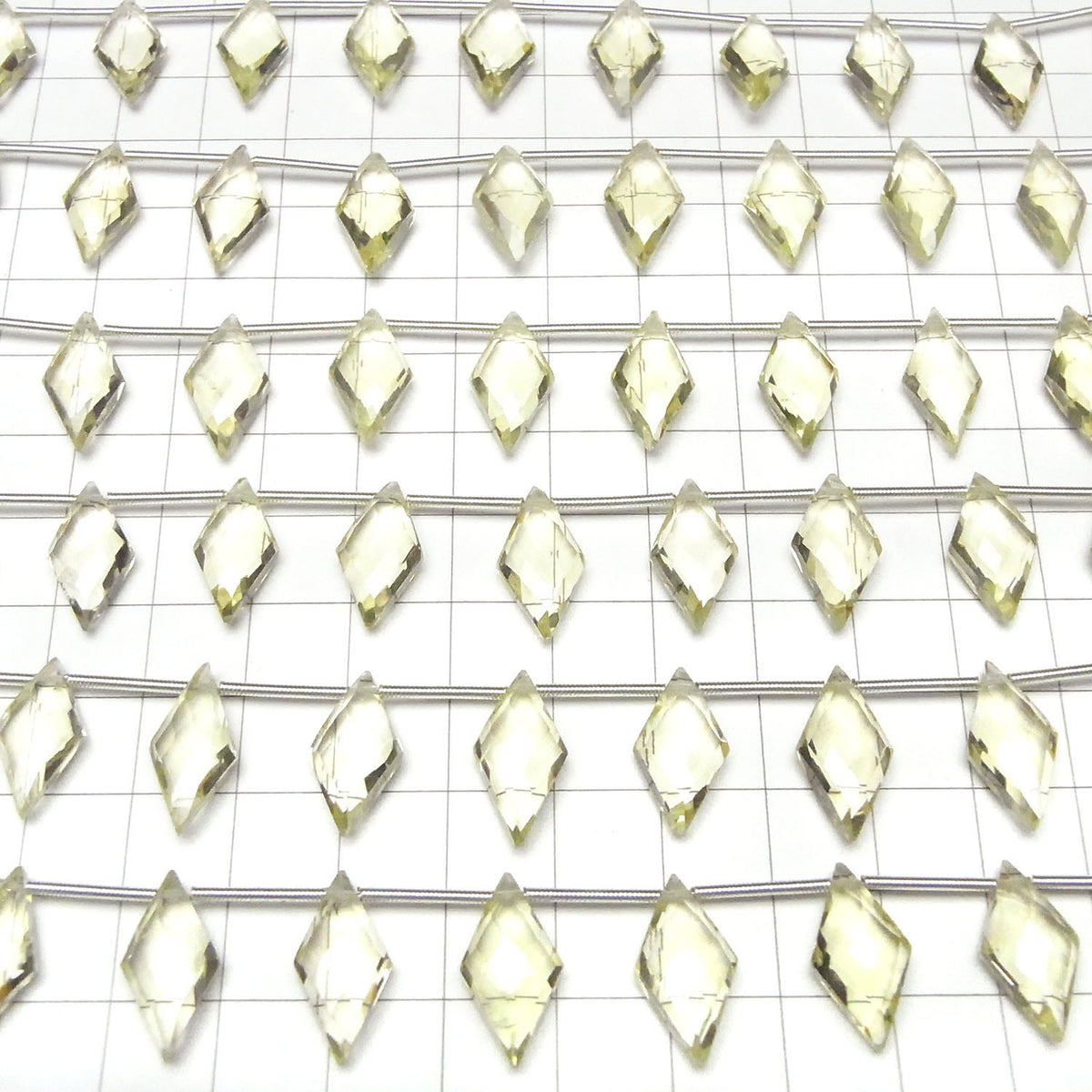 Perles en quartz citron de haute qualité, forme diamant AAA 17x9mm, 1 rang (8 perles)