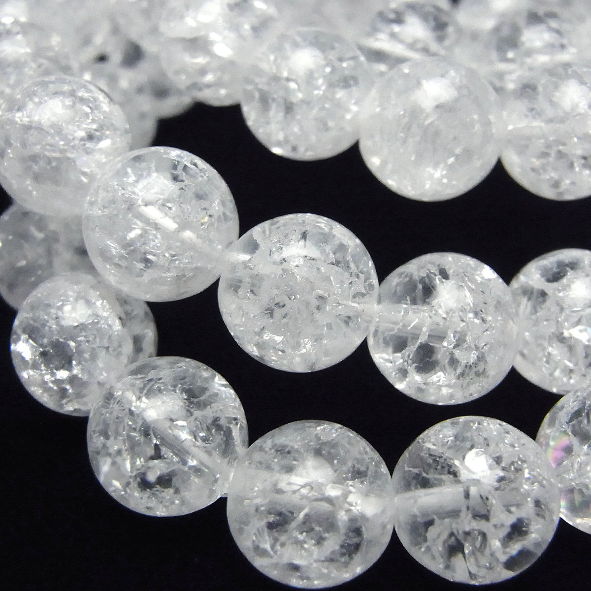 Cracked Crystal Quartz Round 10mm Bracelet