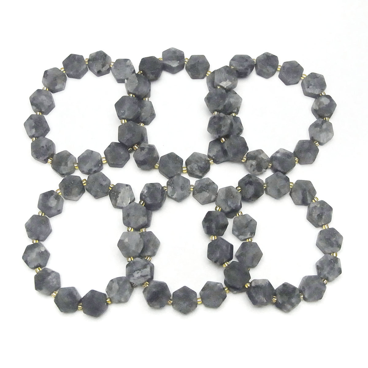 Bracelet en larvikite hexagonale 14x12mm