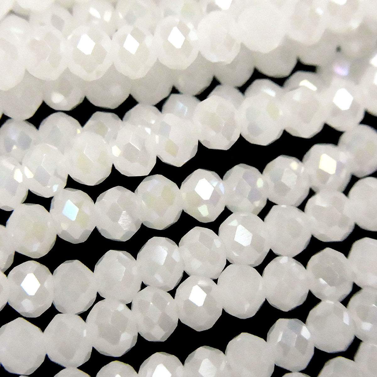 1strand $1.79! Glass Beads Faceted Button Rondelle 4 x 4 x 3 mm White No.2 AB 1strand beads (aprx.17 inch / 43cm)