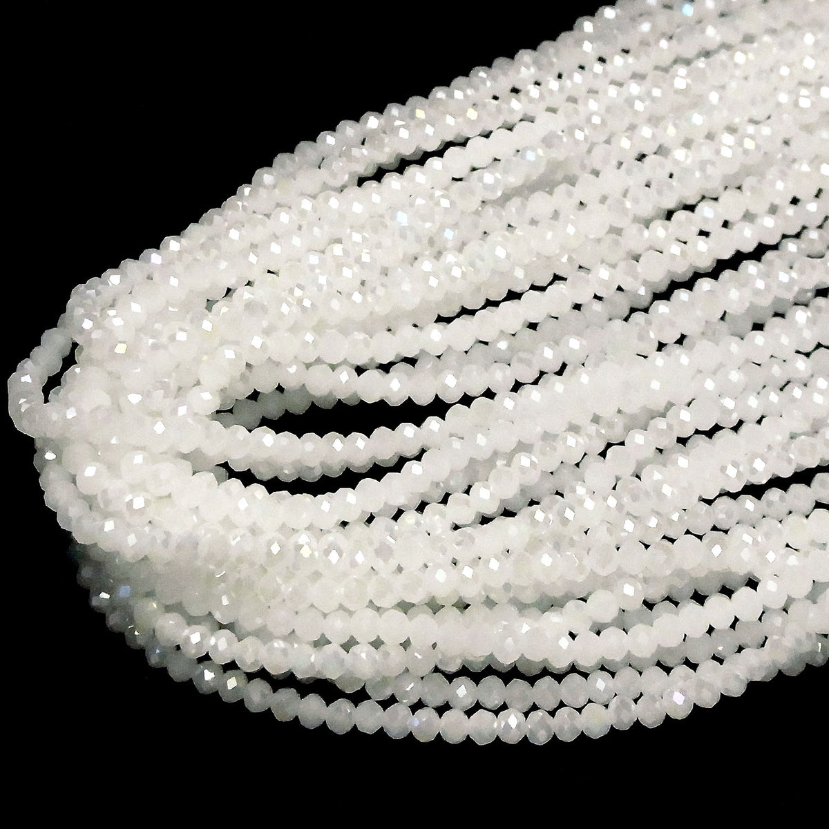 1strand $1.79! Glass Beads Faceted Button Rondelle 4 x 4 x 3 mm White No.2 AB 1strand beads (aprx.17 inch / 43cm)