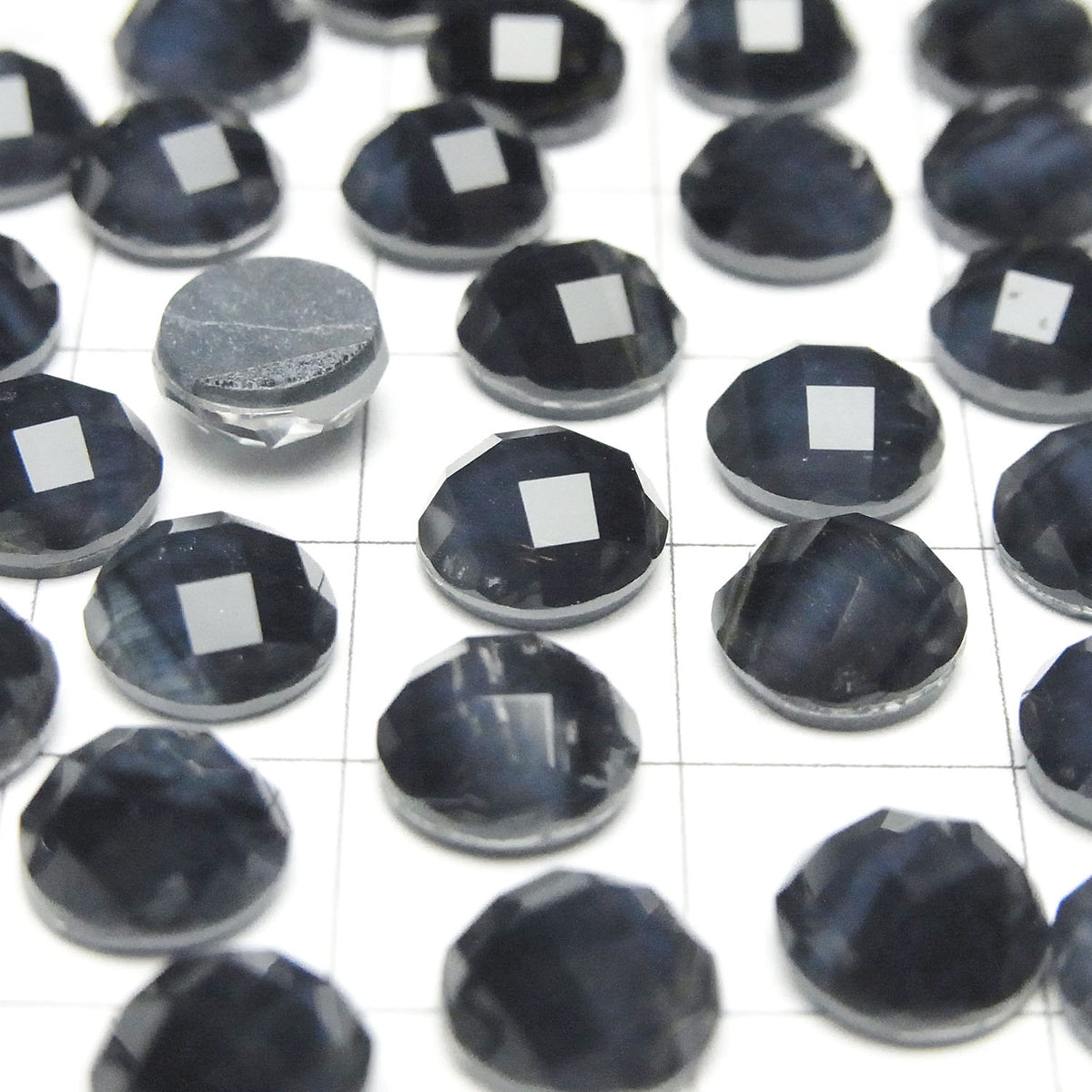 Œil de Tigre Bleu x Cristal de Quartz AAA Rond Facetté Cabochon 8x8mm 3pcs