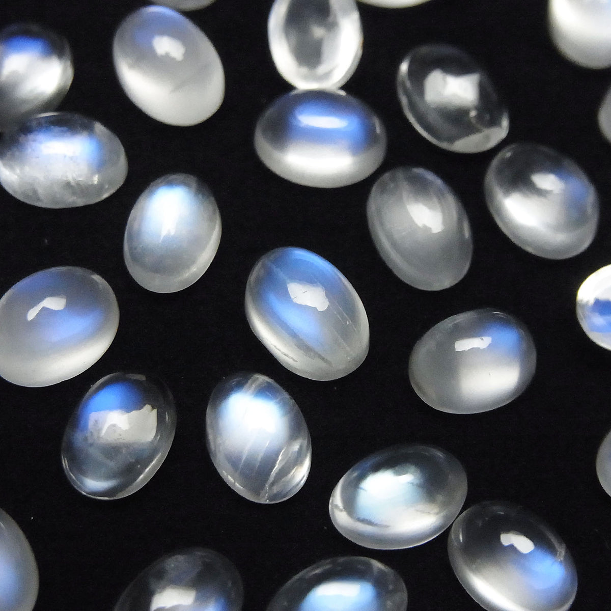 高品質寶藍色月光石 AAA 橢圓形素面 7x5mm 4顆