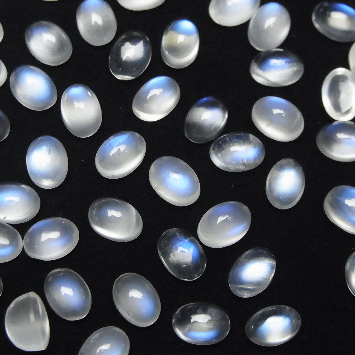 高品質寶藍色月光石 AAA 橢圓形素面 7x5mm 4顆
