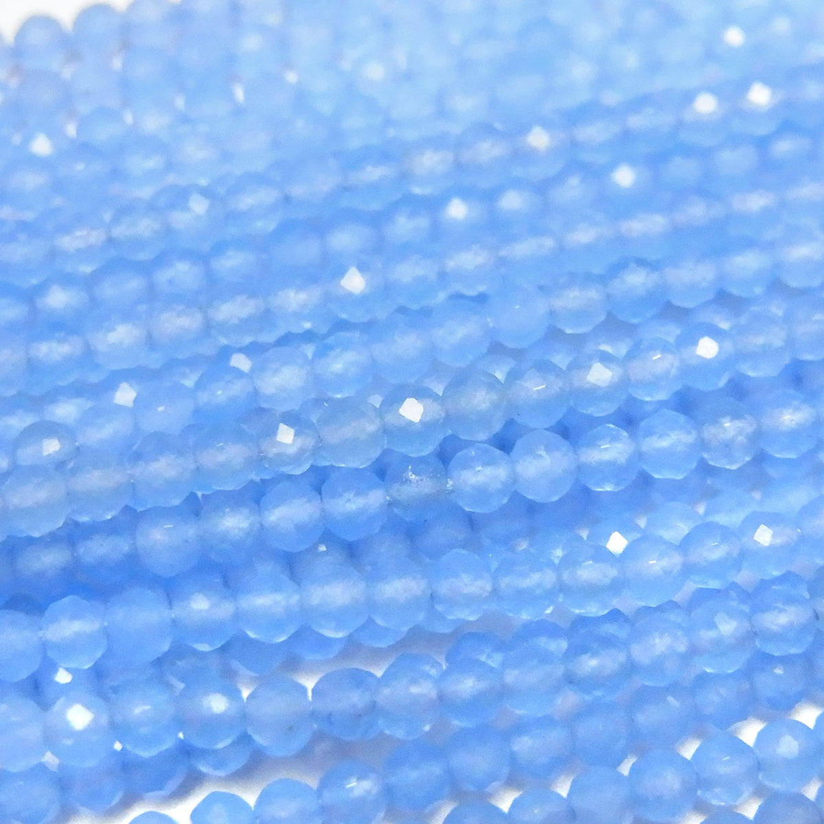 Haute qualité ! Perles rondes à facettes en Jade bleu 2mm 1 brin (env. 12inch/30cm)