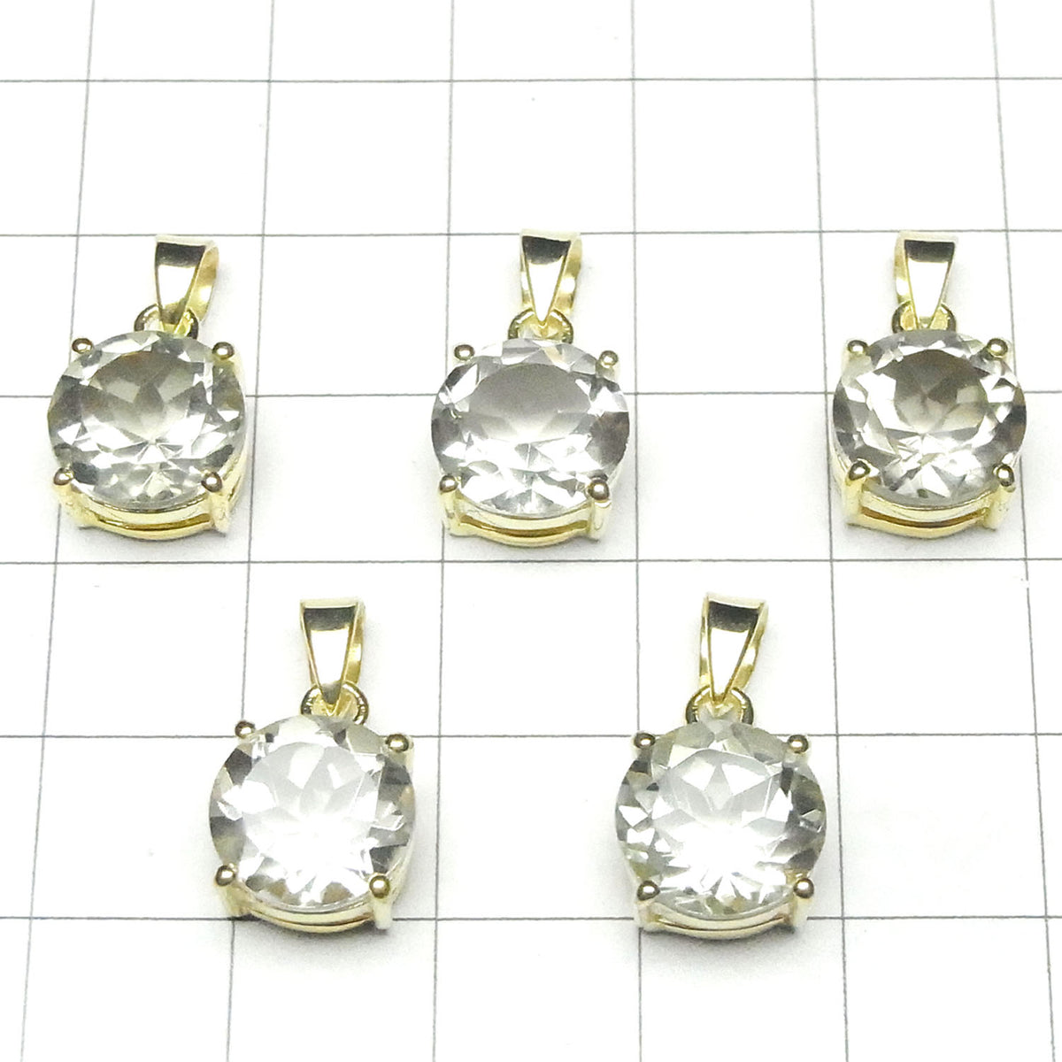 Pendentif Améthyste Verte AAA Ronde Facettée Haute Qualité 10x10mm 18KGP
