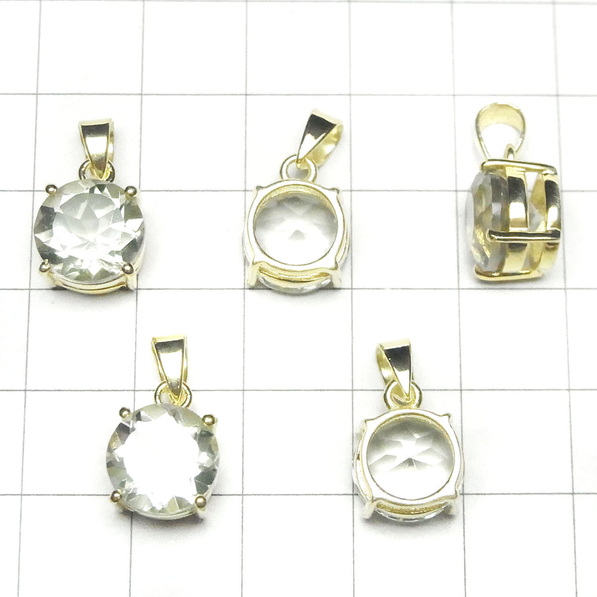 Pendentif Améthyste Verte AAA Ronde Facettée Haute Qualité 10x10mm 18KGP