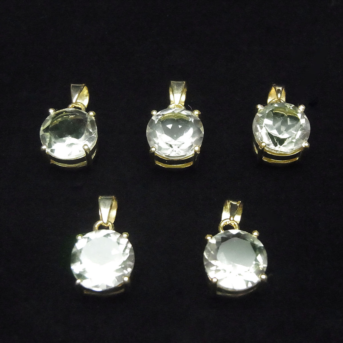 Pendentif Améthyste Verte AAA Ronde Facettée Haute Qualité 10x10mm 18KGP