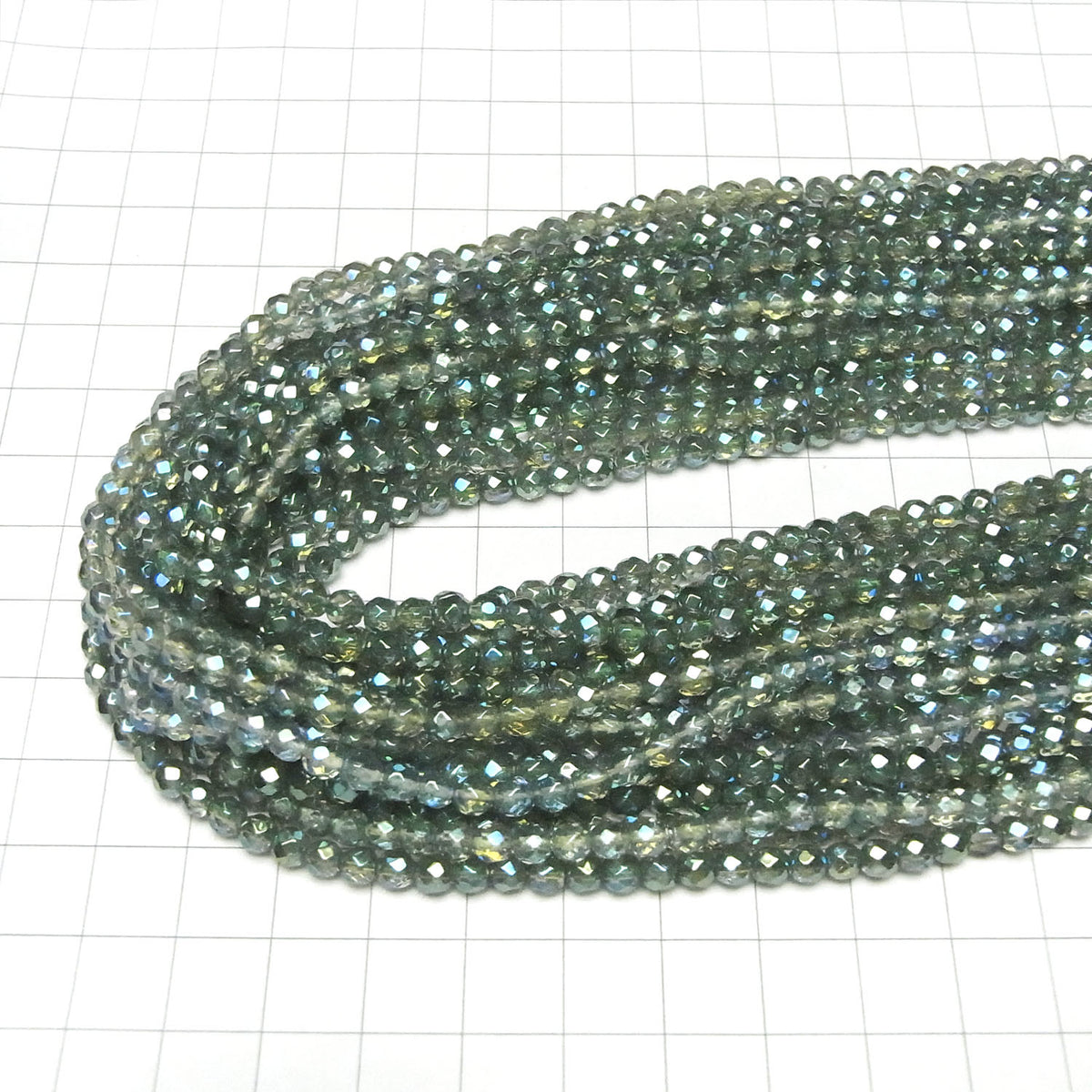 Quartz Cristal vert flash 32 Facettes Rondes 4 mm demi ou 1 brin de perles (env. 15 pouces / 37 cm)