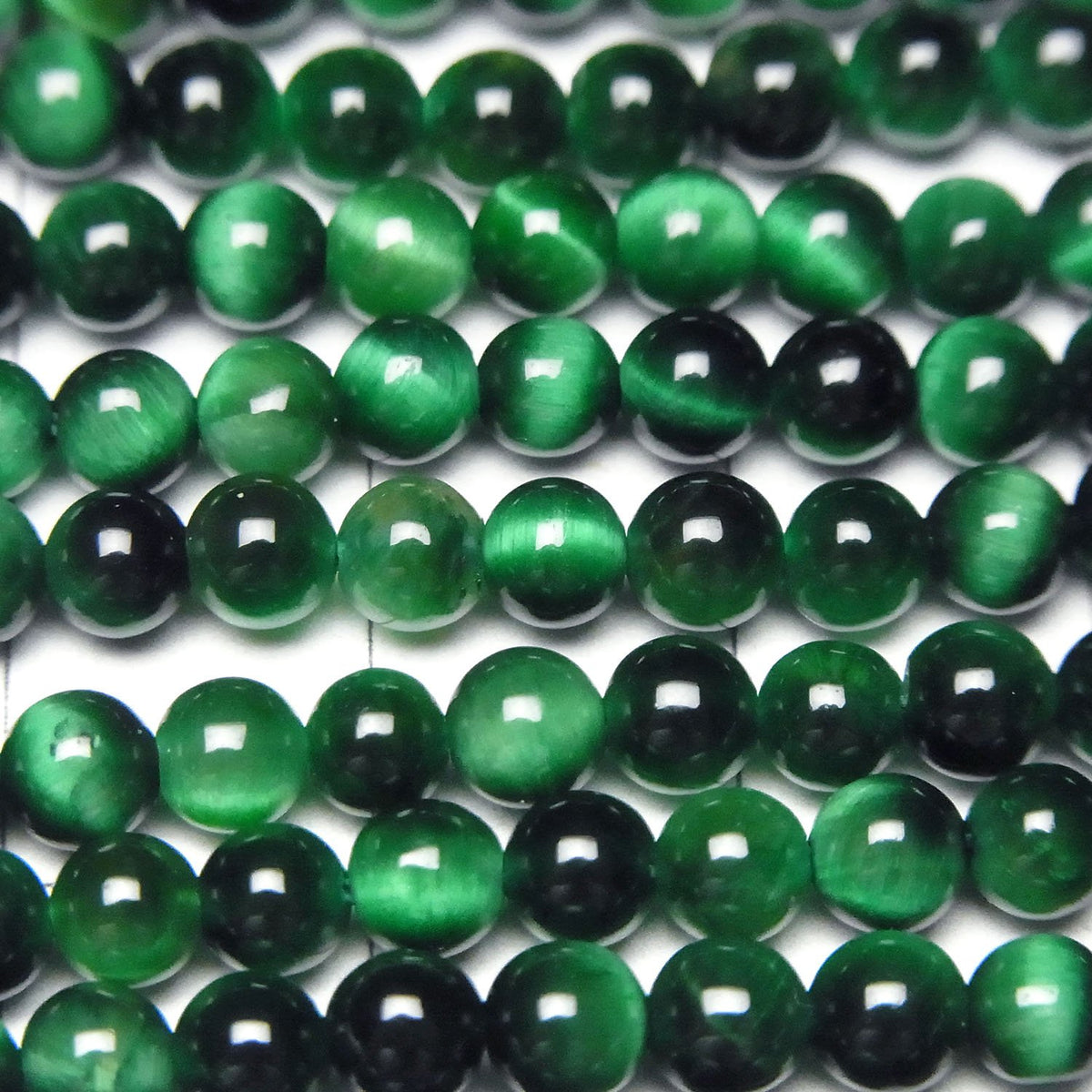 Œil de tigre vert AAA, rond, 4 mm, 1 fil (environ 15 pouces/36 cm)