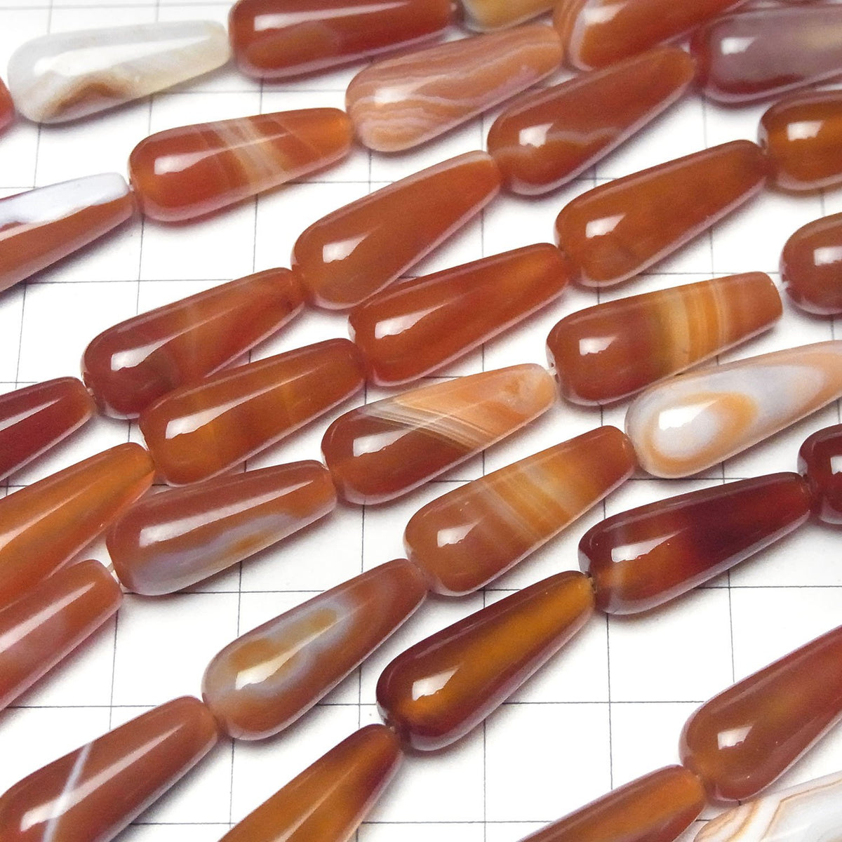 Cornaline, Sardoine Trou vertical Goutte (Lisse) 20x8x8mm 1 fil de perles (env. 15 pouces/36 cm)
