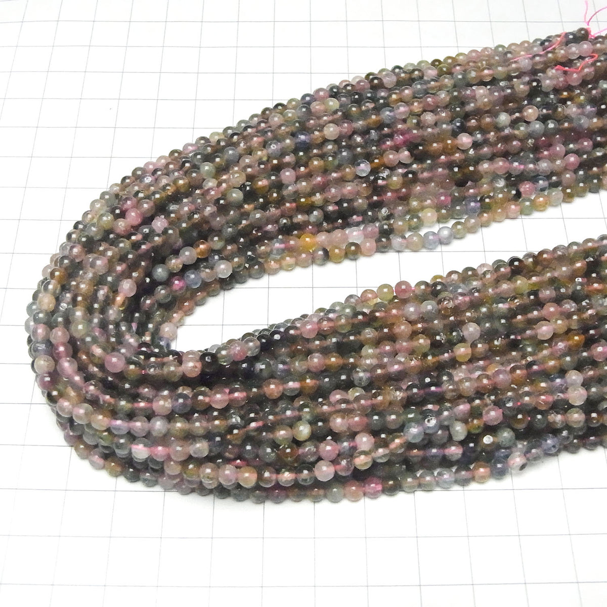 Tourmaline multicolore AA ronde 4 mm, 1 fil (environ 37 cm/15 pouces)