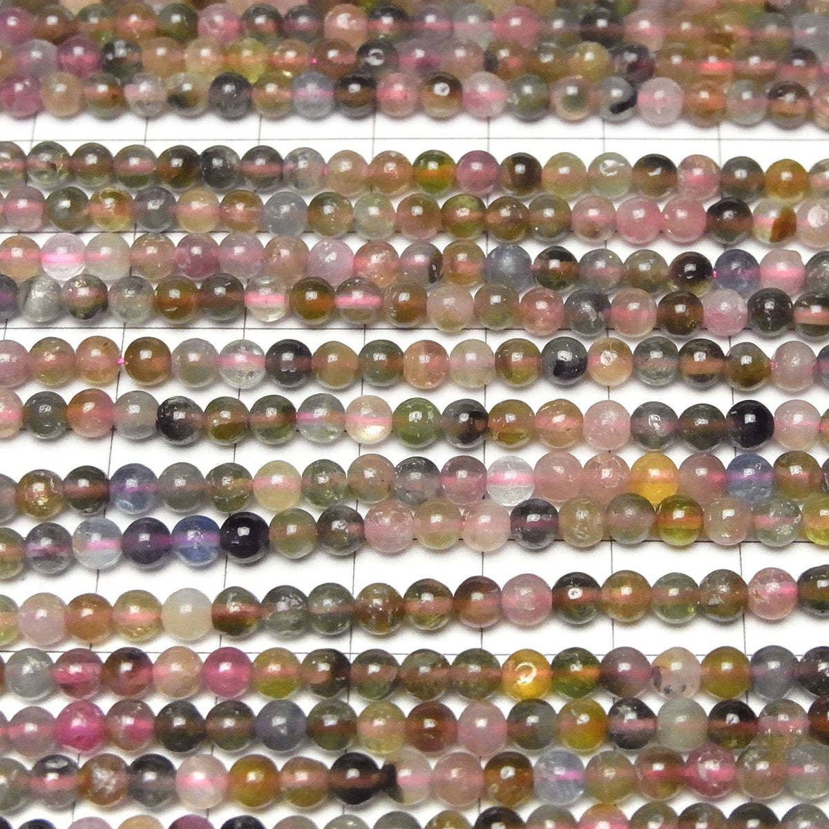 Tourmaline multicolore AA ronde 4 mm, 1 fil (environ 37 cm/15 pouces)
