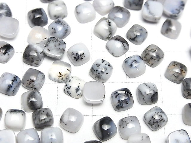 Dendritischer Opal quadratische Cabochon 6x6mm 10 Stück