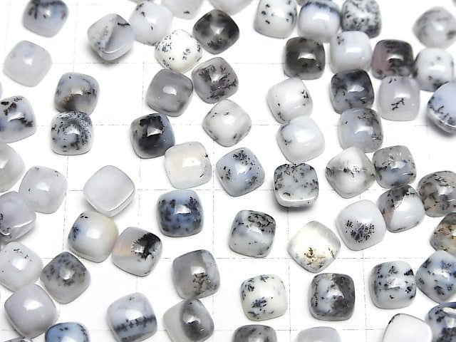 Dendritischer Opal quadratische Cabochon 6x6mm 10 Stück