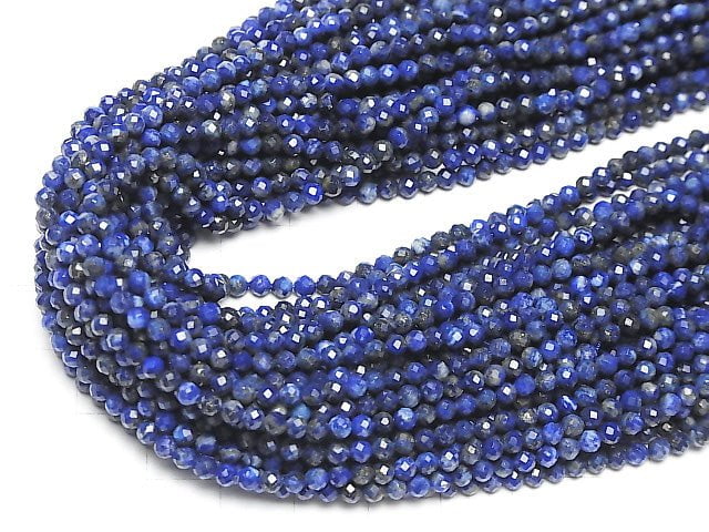 Hochwertig! Lapislazuli AA+ facettiert rund 3mm 1Strang Perlen (ca. 15 Zoll / 38 cm)