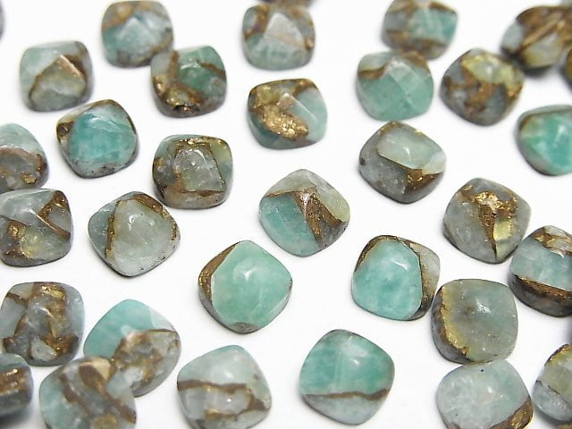 Copper Amazonite AAA Sugarloaf Cut 6x6mm 3pcs