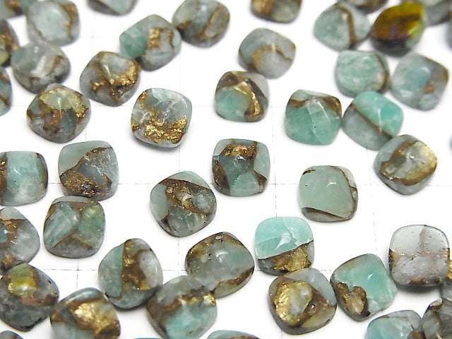 Copper Amazonite AAA Sugarloaf Cut 6x6mm 3pcs