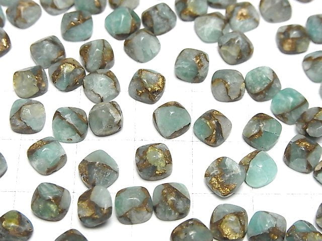 Copper Amazonite AAA Sugarloaf Cut 6x6mm 3pcs