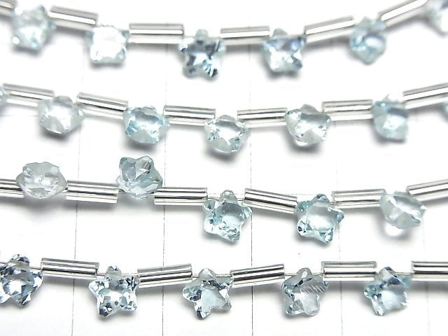 Hochwertiger Himmelblauer Topas AAA- Facettiert Stern 6x6mm 1 Strang Perlen (8 Stück)