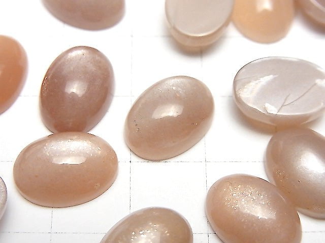 桃月光石 AAA 橢圓蛋面 14x10mm 2顆