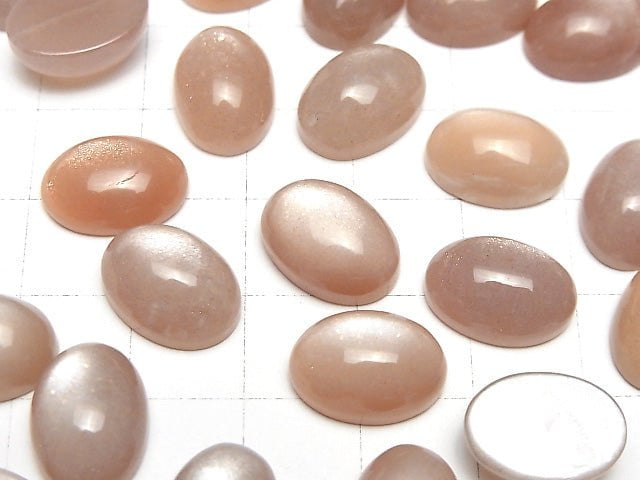 Pfirsich-Moonstone AAA- Ovale Cabochon 14x10mm 2Stk