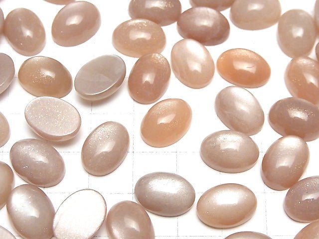 Pfirsich-Moonstone AAA- Ovale Cabochon 14x10mm 2Stk