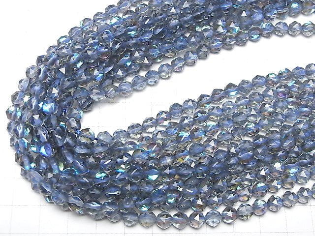 Hochwertig! Blauer Luna Flash Star facettierte Rund 6mm 1Strang Perlen (ca. 15 Zoll / 37 cm)