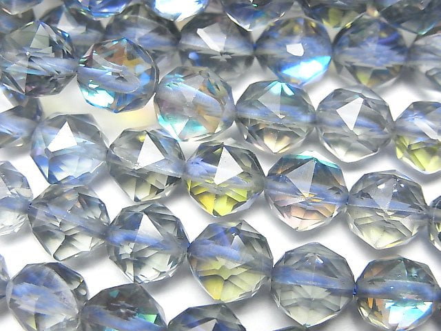 Hochwertig! Blaue Luna Flash Star facettierte runde 8mm 1strang Perlen (ca. 15 Zoll / 37 cm)