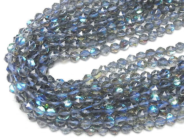 Hochwertig! Blaue Luna Flash Star facettierte runde 8mm 1strang Perlen (ca. 15 Zoll / 37 cm)
