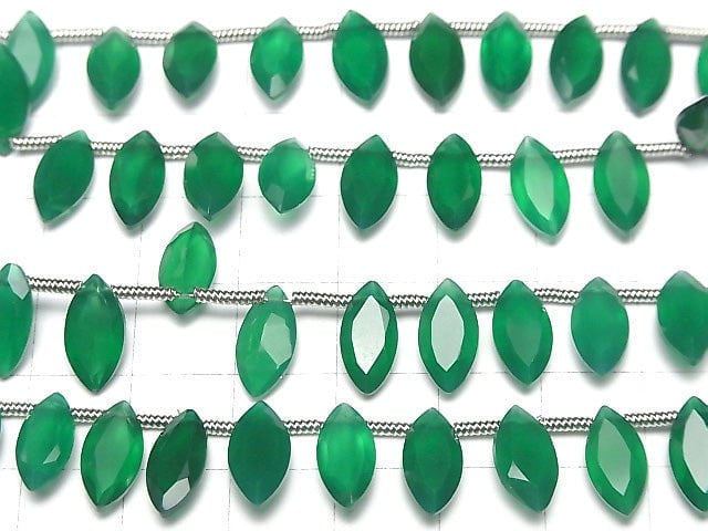 Hochwertiger grüner Onyx AAA Marquise facettiert 12x6mm 1strang Perlen (ca. 5 Zoll / 13 cm)