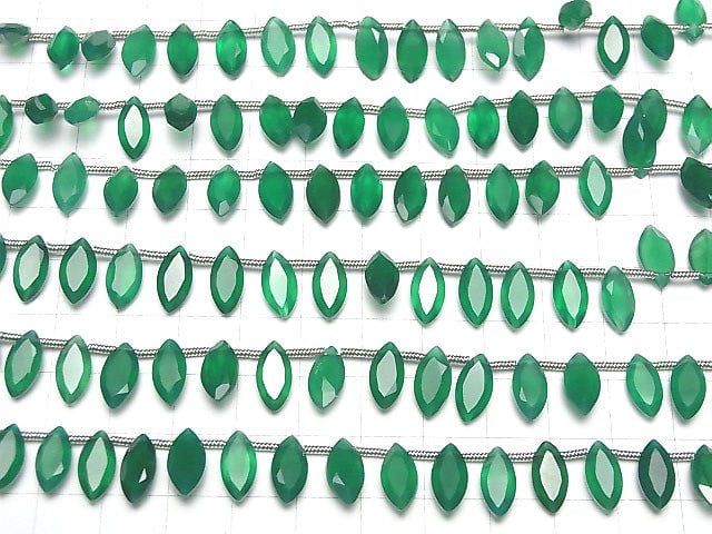 Hochwertiger grüner Onyx AAA Marquise facettiert 12x6mm 1strang Perlen (ca. 5 Zoll / 13 cm)