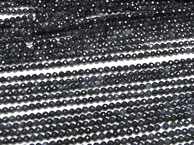 Hochwertig! Saphir AA facettierte runde 3mm 1strang Perlen (ca. 15 Zoll / 36 cm)