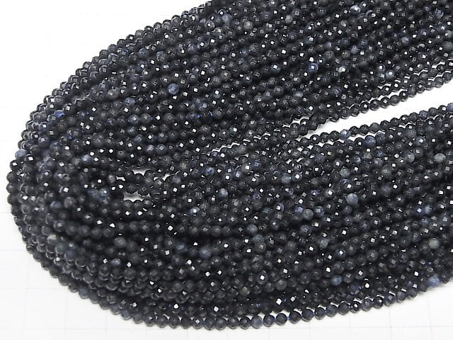 Hochwertig! Saphir AA facettierte runde 3mm 1strang Perlen (ca. 15 Zoll / 36 cm)