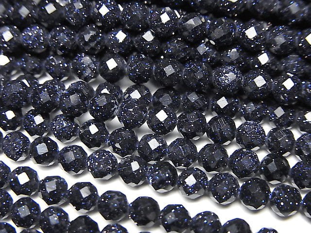High Quality! Blue Golden Sand Stone Faceted Round 4mm 1strand beads (aprx.15inch/37cm)