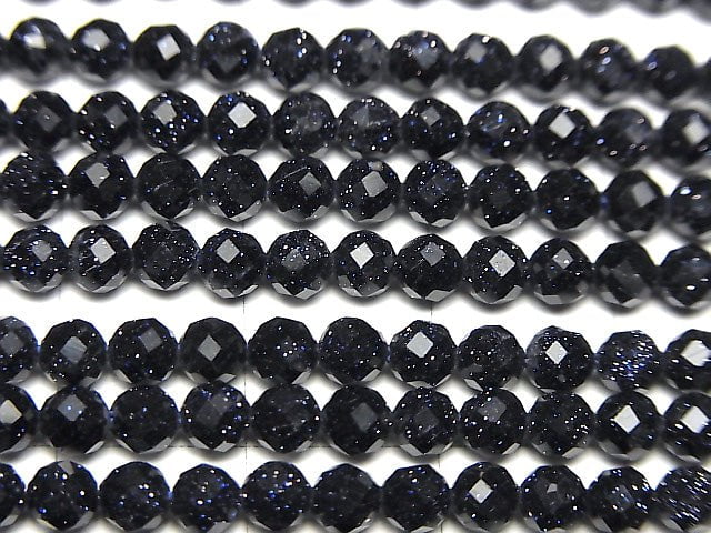 High Quality! Blue Golden Sand Stone Faceted Round 4mm 1strand beads (aprx.15inch/37cm)