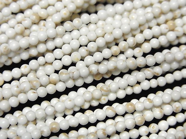 Magnesite Round 2mm 1strand beads (aprx.15inch/38cm)