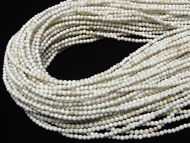 Magnesite Round 2mm 1strand beads (aprx.15inch/38cm)