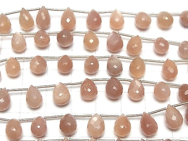 Hohe Qualität Oranger Mondstein AAA- Tropfen Facettiert Briolette halb oder 1strang Perlen (ca. 7 Zoll / 18 cm)